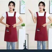 1PC Solid-Colored Cross-Fronted Sleeveless Apron, A Simple And Stylish New Design For Home Kitchens. Waterproof And Oil-Resistant, Perfect For Cooking And Dining Purposes. - Multicolor - View 18