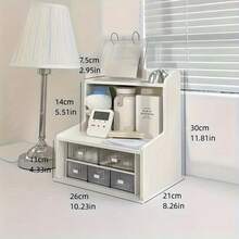 Office Storage Rack With Wooden Display Shelf-Crafted From Practical Wood Composite Material, It Assembles And Disassembles Effortlessly Without Drilling.Olution Whether Organizing Cosmetics, Office Supplies, Or Tidying Bedrooms And Living Rooms - 白色 - 查看 14