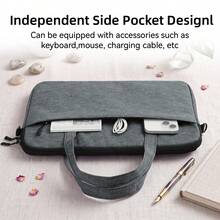 DANYCASE 筆電攜帶包 Pro 電腦包 適用 HP 15 15.6 吋 便攜式單肩斜背郵差包 - 灰色 - 查看 5