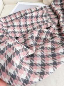 1pc Woman's Winter New Imitation Cashmere Plaid Scarf, Simple Fashion Tassel Ring Scarf Warm Shawl Unisex Cold, Suitable For Daily Travel, Casual Wear - Pink - View 4