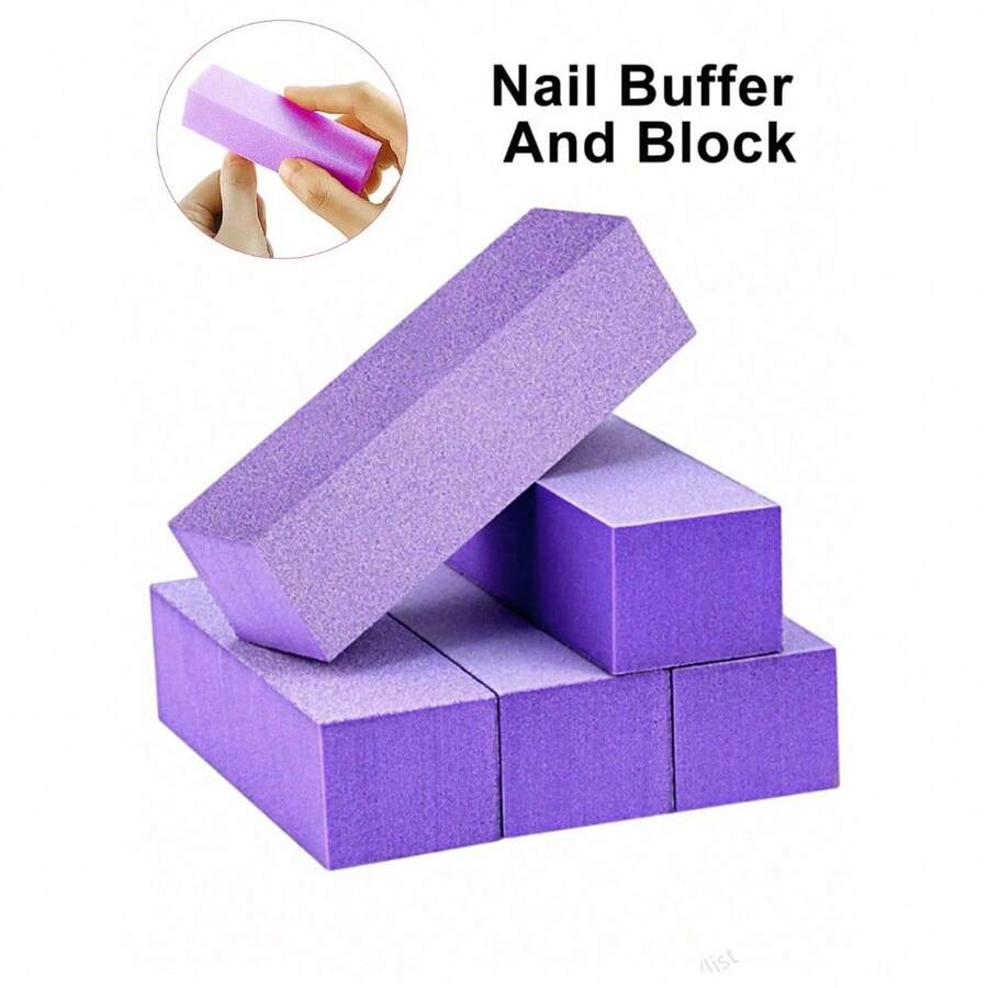 3/5/10/15 PCS Nail Buffer Block, Medium/Fine Grit 100/180 Finishing Buffers For Acrylic Nails Gel Polish Nails, 3 Way Professional Pedicure Manicure Buffer Kits - Multicolor - View 1