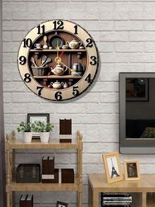 2D Flat 10/12 Inch Kitchen Decor Pattern Silent Battery Operated Non-Ticking Wall Clock, Suitable For Kitchen, Bathroom, Living Room (Batteries Not Included) - Multicolor - View 4