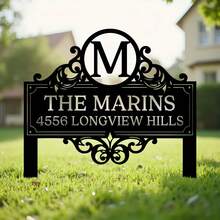 1pc Customized Address Yard Sign - Personalized Door Plaque With Name And House Number, Housewarming Gift, Mailbox Compatible Modern Entry Decor (Your Name/Number), Personalized Door Number Sign, Personalized Outdoor Sign, Garden Address Decor - Multicolor - View 4
