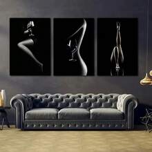 3pcs Unframed Canvas Wall Arts Posters, Sexy Body Art With Moonlight Effect, Perfect For Living Room, Bedroom, Office & Dining Room - Ideal Gift For Birthdays, Holidays & Home Decor - 222 - View 1