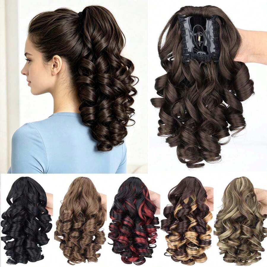 Synthetic 14Inch Claw Clip On Body Wave Ponytail Extension For Women Daily Party Use 6 Colors Heat Resistant Pony Tail Hairpiece - Multicolor - View 1
