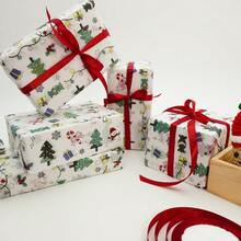10/30/60 Sheets Cartoon Christmas Tree Colorful Lights Snowman Pattern Wrapping Paper - 50*35cm Gift Wrapping Paper, Suitable For Christmas Gift Decoration, Birthday Gift Wrapping, Bouquet Wrapping, Gift Bag Filler And Party Gifts, Seasonal Wrapping - Multicolor - View 9