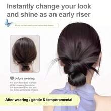 Clip-On Feathered Bun Wig Claw Clip Messy Buns Hair Piece Suitable For Women Daily Wea - 1PC - View 3