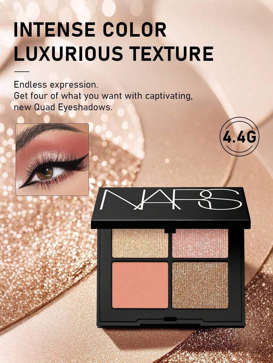 NARS 4色眼影盤 #Orgasm 4.4g/0.16 Oz | 滑順易暈染配方 | 多功能色調 | 持久顯色、可疊加 | 瑩亮緞面妝效 | 適合日夜妝容 | 高顯色度、上妝順滑 - Orgasm Color - 4.4g - 查看 1