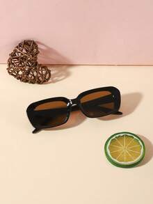 1 PC Boys Girls 5-9Y Casual Rectangle Fashion Glasses Solid Color Lens Black And Pink PC Frame Lightweight For Outdoor Activities With Glasses Box - Multicolor - View 5