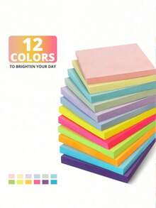 8pcs Square Self-Adhesive Memo Pads, Fluorescent Colorful Sticky Notes, Student Note Strips, Reusable, Aesthetic Macaron Bright Solid Color Minimalist Design, Premium Thick Paper Material, Strong Adhesion Firm Attachment Without Peeling, Back To School Supplies - one-size - View 3