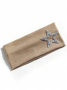 1pc Women's Rhinestone Pentagram Ribbed Solid Color Casual Outdoor Headband, Fashionable Versatile Daily Street Hair Accessory - Multicolor - View 22