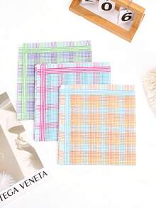 3pcs Women's Colorful Plaid Cotton Handkerchiefs/Handkerchiefs Suitable For Daily/Casual/Animal/Activity Party Small Square Towels 43*43cm - Multicolor - View 2