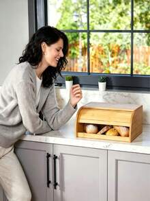 Natural Bamboo And Wood Bread Storage Box With Handles For Easy Opening And Closing, Moisture-Proof And Dust-Proof, An Ideal Item To Keep The Kitchen Tidy, Available In Multiple Sizes. - Multicolor - View 8