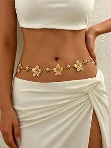 1件復古時尚個性化金屬花朵腰帶，波希米亞風高端多功能洋裝腰帶，適合女性任何場合夏季穿著 - 彩色 - 查看 7