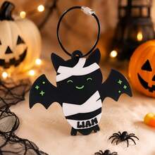 1pc Personalized Mummy Bat Bag Tag,Custom Name Key Ring,Custom Halloween Backpack Charm, 3D Printed Name Tag,Back To School Gift,Halloween - Multicolor - View 3