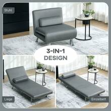 Silla Cama Plegable con Respaldo Ajustable, Color Gris Oscuro, Disponible en Sitio - Gris + poliéster - Ver 2