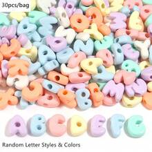20/30 piezas de cuentas de letras de dibujos animados de colores mixtos aleatorios con agujero grande, cuentas sueltas lindas para pulseras DIY, collares, colgantes de teléfono y decoración de bolígrafos escolares - Cuentas de letras de dibujos animados con agujero grande - Ver 18