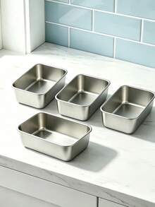 4/2/1pc Rectangular Baking Mold Set,Stainless Steel Snack Containers ,Versatile Rectangular Molds Ideal For Making Milk Cakes, Chocolate Cakes, Holiday Baking Essential. Includes Stainless Steel Trays, For Birthday And Party Baking - Multicolor - View 8