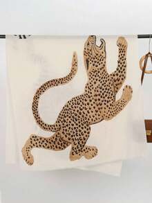 1pc Vintage Leopard Animal Print Chiffon Scarf, Minimalist Elegant Commute & Travel Dual-Use Shawl Neck Scarf - Multicolor - View 8