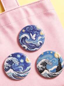 3件組星空波浪金屬胸針 女款，包包裝飾針，時尚服飾配件，適合四季，日常穿著與節日禮物 - 彩色 - 查看 2
