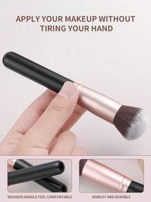 ronshadow 16pcs Black & Gold Makeup Brush Set, Powder Brush, Blush, Contour, Fan Brush, Highlighter, Eyeshadow, Concealer, Brow Brush, Daily Commute, Date, Short Trip, Beginner Full Makeup Tool Set - Black - View 5
