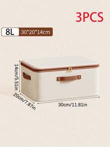 Foldable Linen Texture Fabric Storage Box With Zipper And Dual Handles, Dust-Proof Large Capacity Wardrobe Organizer Bin For Bedding, Clothing And Toys - Multicolor - View 8