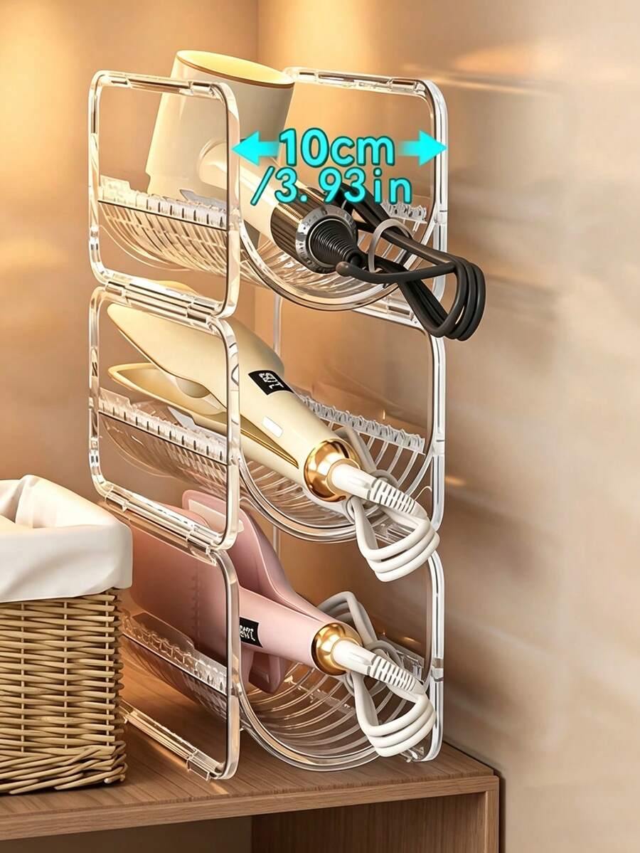 Curling Iron Holder Hair Dryer Stand Curling Iron Storage Rack Universal Item Storage Rack Straightener Holder Straightener Storage Rack Desktop Stackable Transparent Acrylic Vertical Storage Rack - Multicolor - View 1