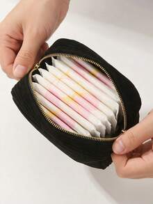 1/3pcs Corduroy Bowknot Privacy Storage Bag, Sanitary Napkin Menstrual Cup Multi-Function Storage Pouch, Portable Zipper Coin Purse Makeup Bag, Back To School Season Christmas Gift, Girls Dorm Travel Camping Fitness Essential Small Bag, Sanitary Pad Storage Bag, Outdoor Camping Storage Bag Halloween Gift, Multiple Colors Available - Multicolor - View 9