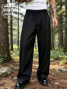 Men's Outdoor Hiking Pants, Elastic Drawstring Waist, Side Zipper Secure Pockets, Suitable For Hiking, Camping, Travel And Daily Wear - Black - View 4