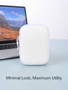 EVA Leather Headphone Bag Data Cable Charging Head USB Flash Drive U-Key Hard Shell Protective Storage Box Shockproof Pressure-Resistant Photo Printer Storage Box PU Leather Candy Color Series Scratch-Resistant Wear-Resistant Small Camera Storage Case Bag - White - View 6