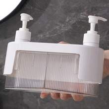 Double Pump Head Soap Dispenser Plastic Detachable Press Soap Dispenser Free Perforation Thickened Shampoo Bottle Restaurant - White 1pc - View 4