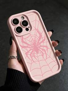 Phone Case - Fashionable Cute Pink Spider Web Pattern Phone Case, Anti-Slip Anti-Drop Compatible With IPhone18/18Pro/18ProMax/17/17Pro/17ProMax/16/16Pro/16ProMax/15/15Pro/15ProMax/14/13/12/11 - Pink - View 5
