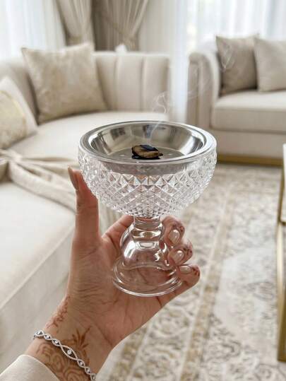 Mini New Elegant Crystal Incense Burner, Luxury Bakhoor Incense Holder, Heat-Resistant And Durable, Home Decor, Suitable For Majlis, Entryway, Living Room, Bedroom, Yoga Room, Exquisite Gift For Friends And Family, Fragrance Corner