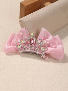 1 pieza Clip para el cabello con corona de lazo para actuación en el escenario de niñas, gran accesorio para el cabello de princesa (13cm de diámetro) - Rosa - Ver 5
