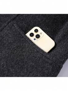 Premium Vintage Loose Wool Blend Button Coat For Evening Dates, Travel And Daily Wear In Spring And Autumn - Dark Grey - View 4