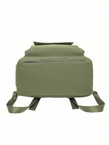 Ransel Buku dengan Penutup, Tahan Air, Portabel untuk Perjalanan, Liburan, Kerja, Kantor, Olahraga, Gym, Aktivitas Luar Ruangan, Kasual untuk Pelajar Laki-laki dan Mahasiswa. - Hijau Tentara - View 4