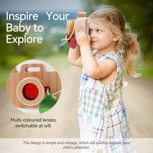 Wooden Simulated Card-Insert Camera Kaleidoscope Toy, Card-Insert Toy With Interchangeable Lens Color And Image, Baby Educational Toy For Fine Motor Skills, Christmas Halloween Children's Day Back To School Gift - Multicolor - View 5