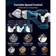 Metal Shear Sheet Metal Cutter Cordless With 360-Degree Pivoting Head Double Blades  20 GA Stainless Steel Aluminum Plate Plastic Cardboard - 400W - View 3