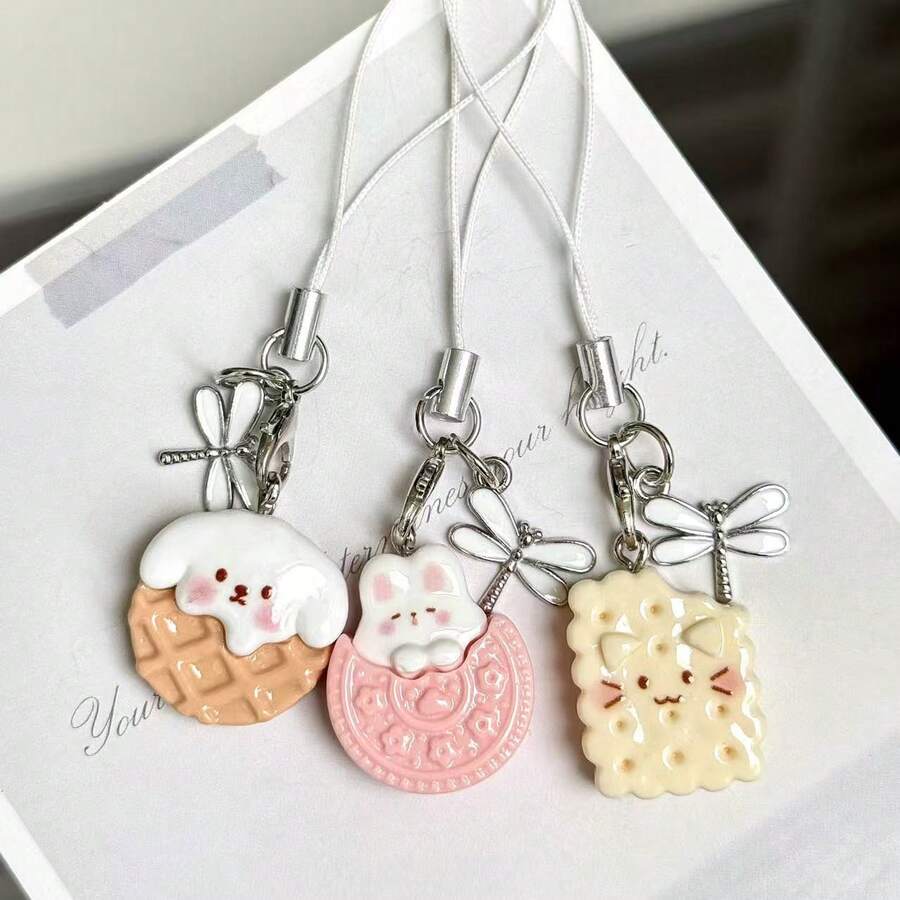1pc Cute Pet Cookie Phone Chain Pendant, Best Friend Accessory, Fresh Girl Phone Chain, Simple Versatile Phone Decoration, Small Gift For Meeting