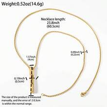 Stainless Steel Classic Hip-Hop Style 18K Gold Plated Twisted Rope Straight Chain Pendant Necklace, Unisex, Suitable For Daily Wear And Parties, Fashionable Gift Jewelry - Gold - View 8