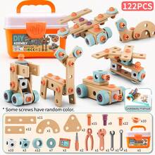 121/122/144 PCS DIY Assembly Simulation Screw Tool Box Toy Set, Includes Disassembly And Assembly Tools, Screws, And Simulated Repair Kit, Can Be Freely Assembled Into Different Shapes, Best Birthday Gift For Boys, Some Accessory Colors Random - Multicolor - View 9