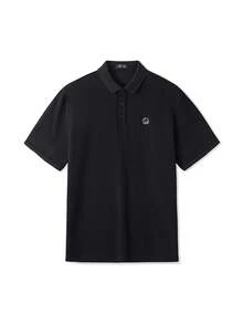 CAMEL CROWN Áo polo nam Sorona làm mát và kháng khuẩn, thoáng khí, cổ bẻ, phong cách công sở thường ngày, tay ngắn cho mùa xuân và mùa hè - Bóng đen ma quái - Xem 3