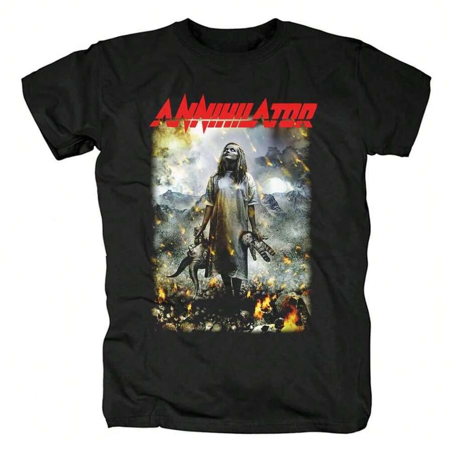 Unisex Annihilator Metal Rock Band Cotton T-Shirt For Men And Women CS303 - 黑色 - 查看 1