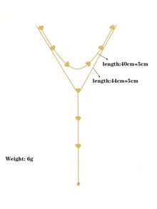 RAYQUEEN 1pc Stainless Steel Heart-Shaped Puzzle Design Fashionable Personalized Necklace For Women, Suitable For Daily Wear And Gift Giving - Yellow Gold - View 7