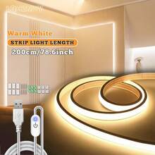 LQHZMYY 1件 USB 霓虹燈條，觸控開關，5V COB 柔性繩燈，320led/M，亮度高但不刺眼，適用於嵌入式/表面安裝，附夾子和背膠，適合各種環境的氛圍照明，時尚燈光，高亮度，耐用 LED，電競設備，萬聖節、聖誕節、齋月、新年等節日裝飾 - 彩色 - 查看 13