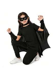 Children's Halloween Bat Wings Costume Set For Party Dress Up - Role Play - Black Bat Wings Cape - Multicolor - View 3