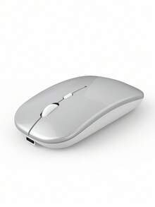 Mejora tu experiencia informática con un ratón inalámbrico recargable - Ratón óptico silencioso de 2.4GHz, adecuado para portátiles - Plateado - Ver 1