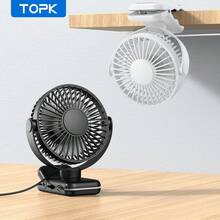 TOPK USB Clip-On Desktop Fan, Brushless Motor, Quiet Powerful Airflow, Strong Clip Ensures Secure Attachment, Stylish Design, Portable Cooling, High-Quality Structure, Mini Portable Personal Fan Suitable For Bedroom And Office - Multicolor - View 3