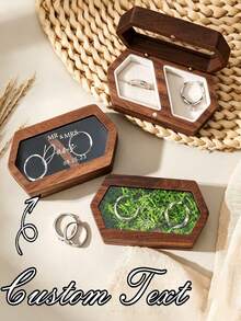 Kotak Cincin Pernikahan Kayu Kustom, Tempat Cincin Dua Slot yang Dipersonalisasi, Kotak Cincin Pertunangan dan Upacara, Hadiah Sempurna untuk Pacar, Baik untuk Ulang Tahun, Pertunangan, atau Pernikahan. - MultiWarna - View 2
