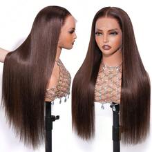 Smilegirl Chocolate Brown 13x4 HD Lace Front Human Hair Wig 26 Inch 250 Density Straight HD Lace Frontal Wigs Human Hair Pre Plucked Hairline 4 Brown Wig - Chocolate Brown - View 7